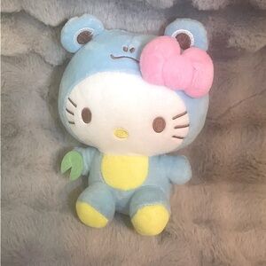 Hello Kitty Blue Frog Costume Sanrio Plush 12"  Collectable Sitting Down